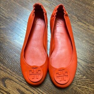 Tory Burch Orange Leather Ballet Flats